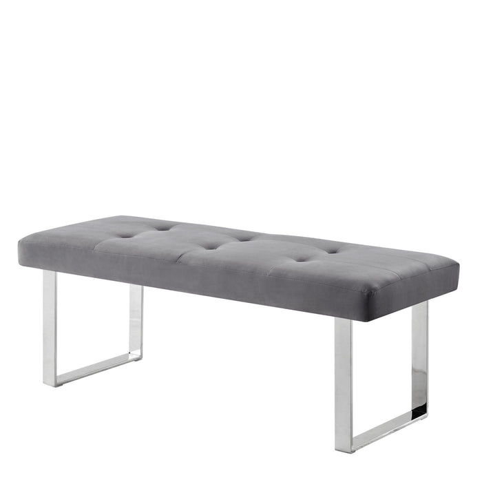 Velvet Bench Upholstered - Silver / Gray