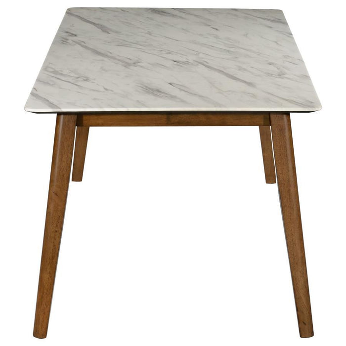 Everett - Faux Marble Top Dining Table - Natural Walnut And White - Simple Home Plus