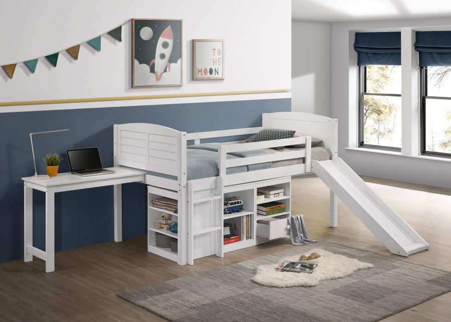 Millie - Twin Workstation Loft Bed - White - Simple Home Plus