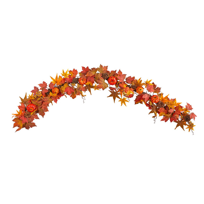 6 Maple Leaf, Pumpkin, Gourd and Berry Fall Garland