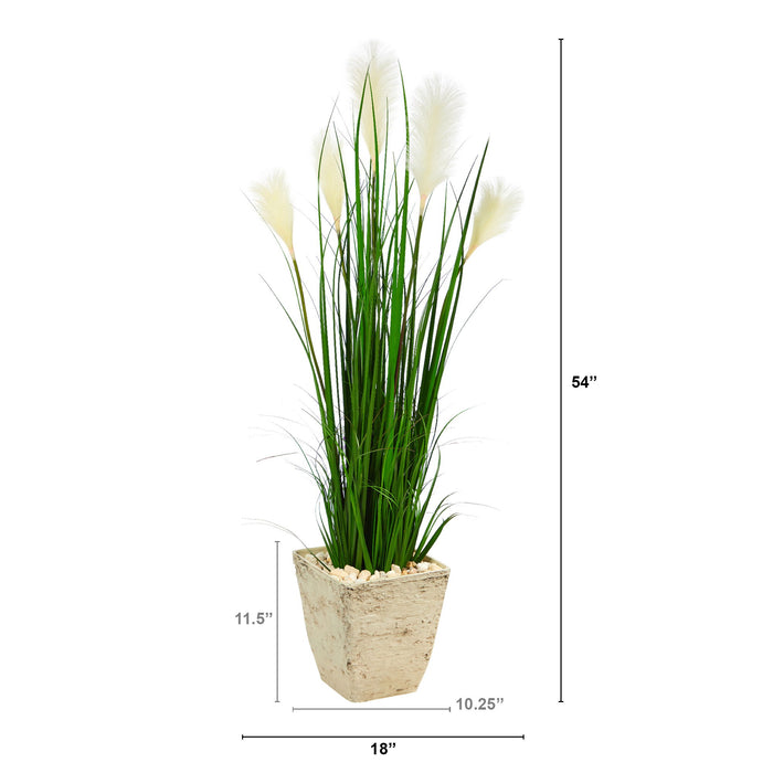 4.5' Wheat Grass Artificial Plant in Country White Planter