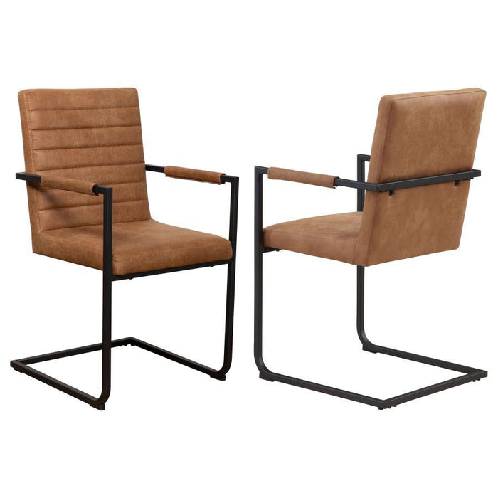 Nate - Upholstered Dining Arm Chair (Set of 2) - Antique Brown And Black - Simple Home Plus