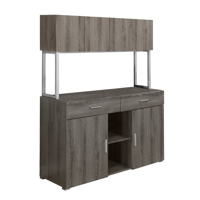 Silver Particle Board Hollow Core Metal Office Cabinet - Dark Taupe