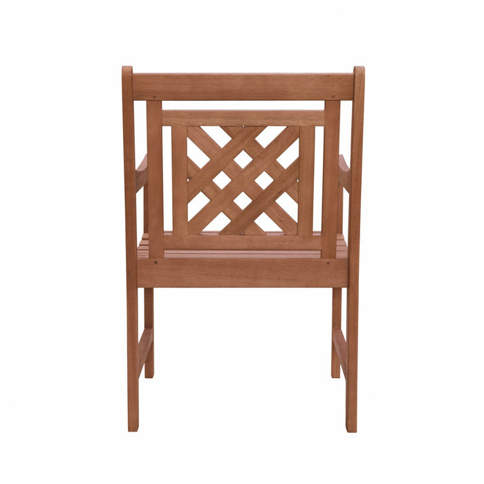 Dining Armchair With Hatched Back - Brown