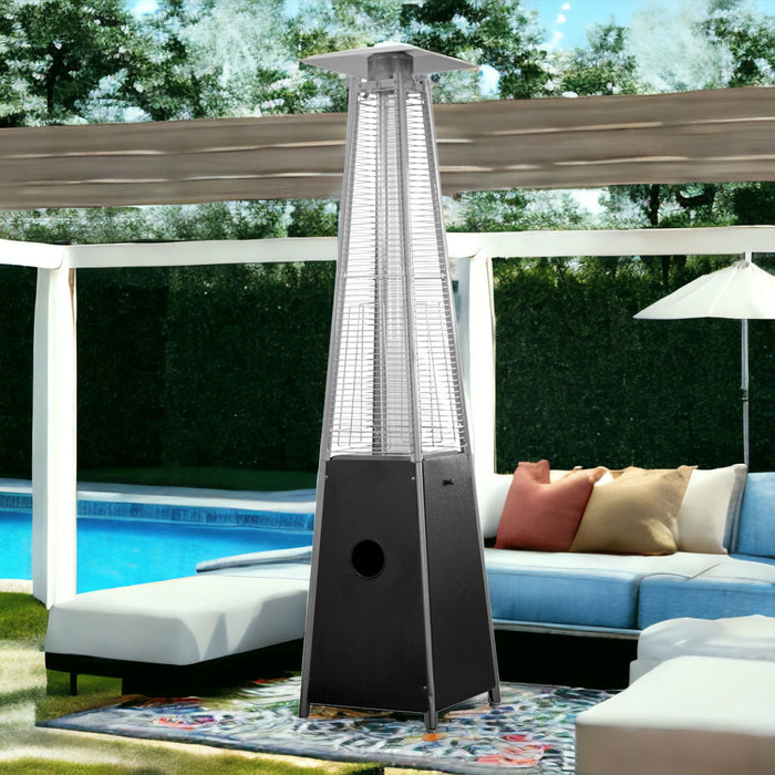 41000 Btu Steel Propane Triangular Pyramid Standing Patio Heater - Black