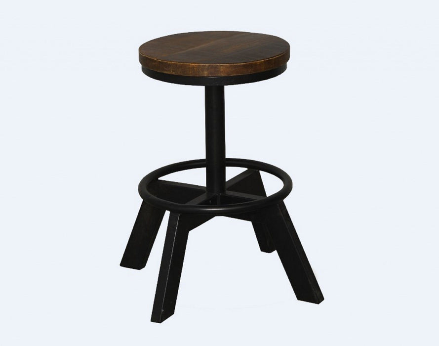 Iron Backless Bar Chair - Brown / Black