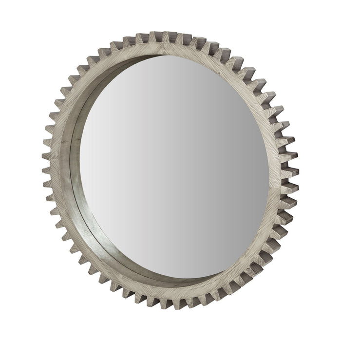 44" Round Wood Frame Wall Mirror - Silver