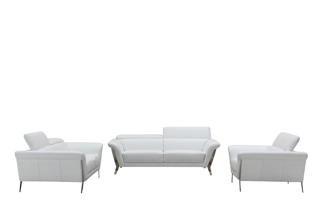 Leather Sofa Set - White / Steel