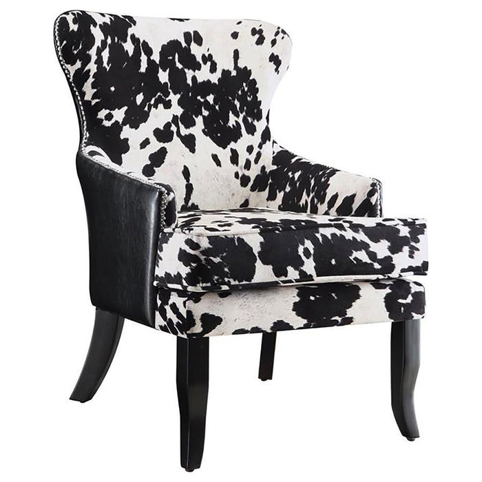 Trea - Cowhide Print Accent Chair - Black And White - Simple Home Plus