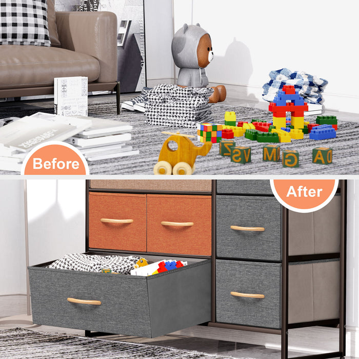 Steel And Fabric Seven Drawer Dresser - Gray