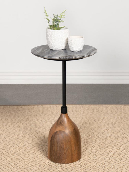 Ophelia - Round Marble Top Side Table - Black - Simple Home Plus