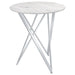 Bexter - Faux Marble Round Top Bar Table - White And Chrome - Simple Home Plus