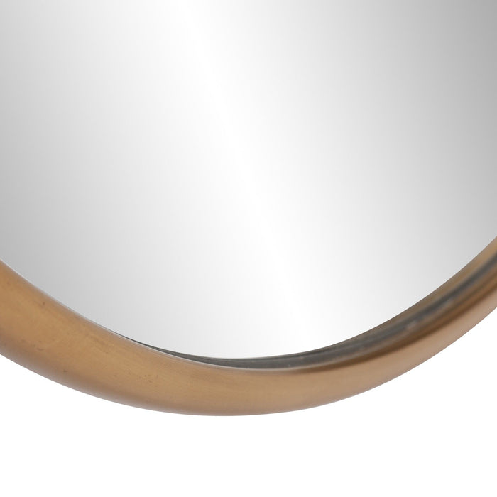 32" Antiqued Round Wall Mirror - Brushed Brass