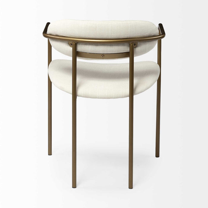 Fabric Seat With Gold Iron Frame Dining Chair - Cream