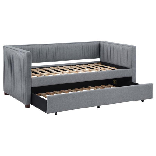 Brodie - Upholstered Twin Daybed With Trundle - Gray - Simple Home Plus