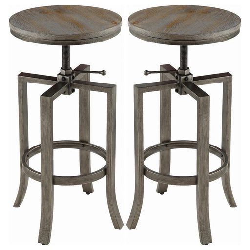 Bartlett - Adjustable Height Swivel Bar Stools (Set of 2) - Brushed Nutmeg And Slate Gray - Simple Home Plus