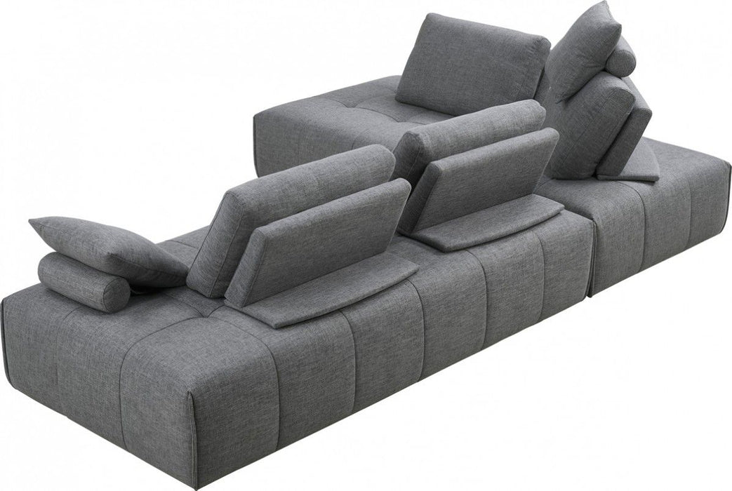 Polyester Modular L Shaped Two Piece Sofa And Chaise Sectional And Toss Pillows - Gray