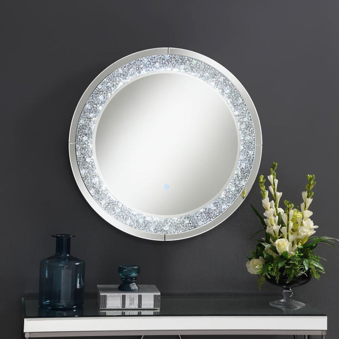 Lixue - Round Wall Mirror With LED Lighting - Silver - Simple Home Plus