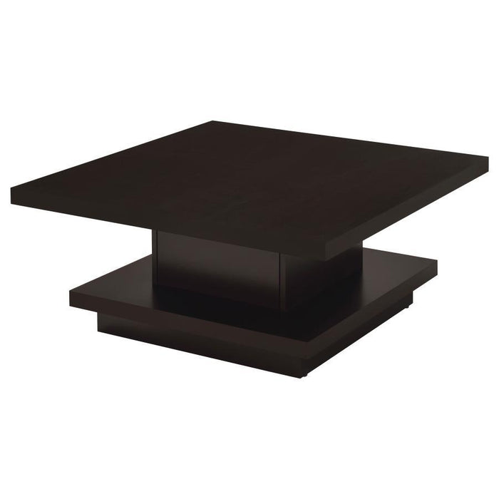 Reston - Pedestal Square Coffee Table - Cappuccino - Simple Home Plus