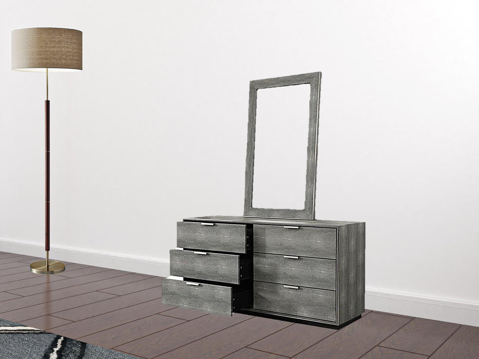 Six Drawer, Double Dresser - Gray