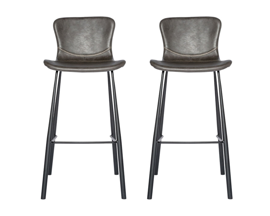 Steel Low Back Bar Height Bar Chairs (Set of 2) - Gray / Black