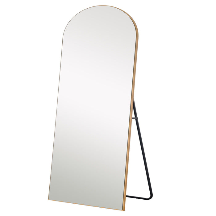 Petite Arched Wooden Mirror - Gold