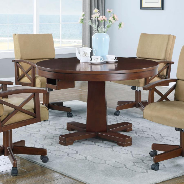 Marietta - Round Wooden Game Table - Tobacco - Simple Home Plus