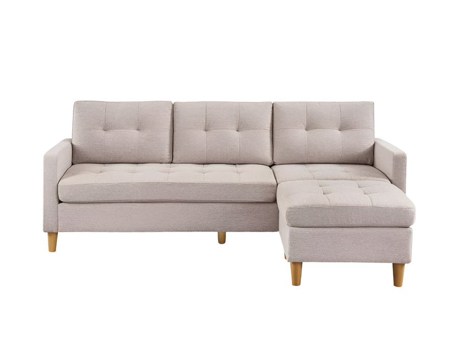 Polyester Blend Sofa With Ottoman With Natural Legs - Beige