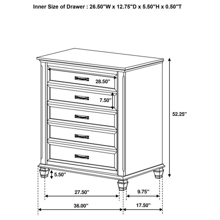 Franco - 5-Drawer Chest - Simple Home Plus