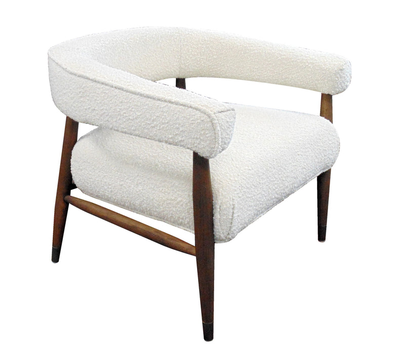 Polyester Blend And Brown Solid Color Arm Chair - Ivory