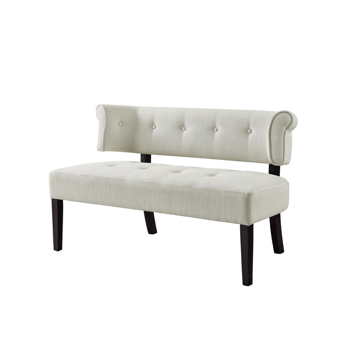 Upholstered Linen Bench - Cream / Brown