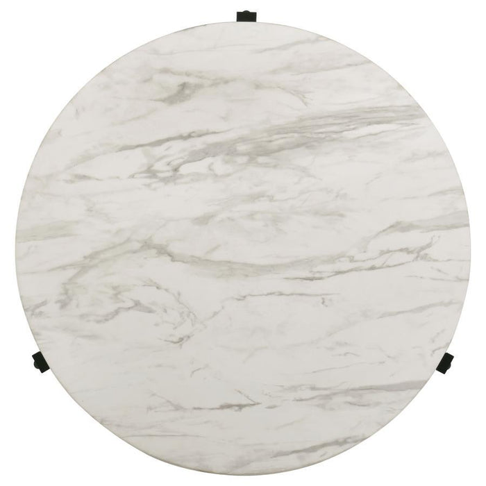 Tandi - Round Coffee Table Faux Marble - White And Black - Simple Home Plus