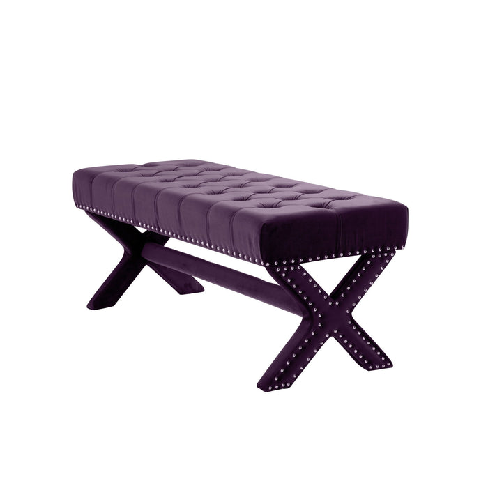 Upholstered Velvet Bench - Plum / Purple