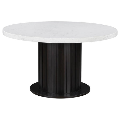 Sherry - Round Dining Table - Rustic Espresso And White - Simple Home Plus