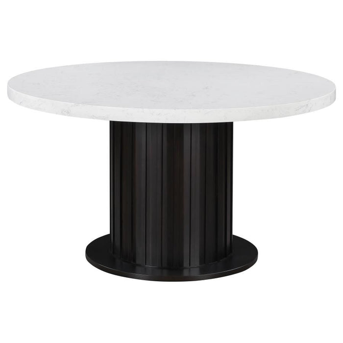 Sherry - Round Dining Table - Rustic Espresso And White - Simple Home Plus