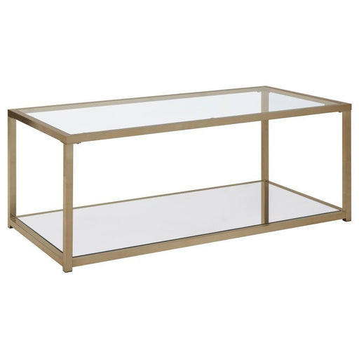 Cora - Coffee Table With Mirror Shelf - Chocolate Chrome - Simple Home Plus