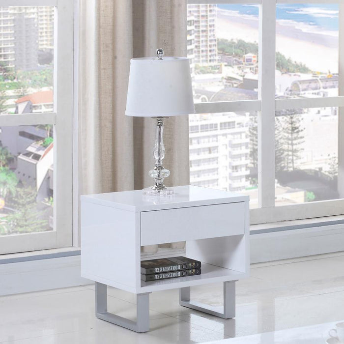 Atchison - 1-Drawer End Table - High Glossy White - Simple Home Plus