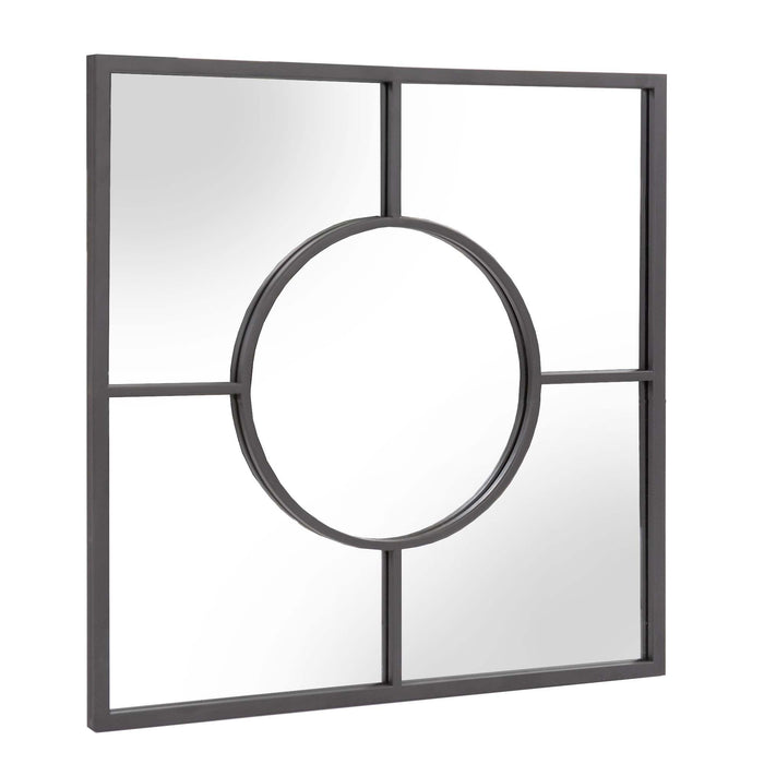 Geometric Design Square Metal Wall Mirror - Graphite