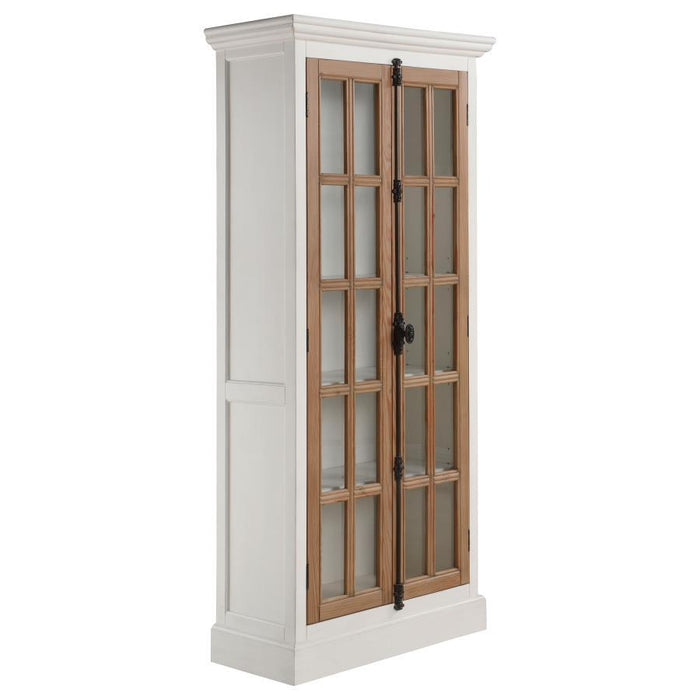 Tammi - 2-Door Tall Cabinet - Antique White And Brown - Simple Home Plus