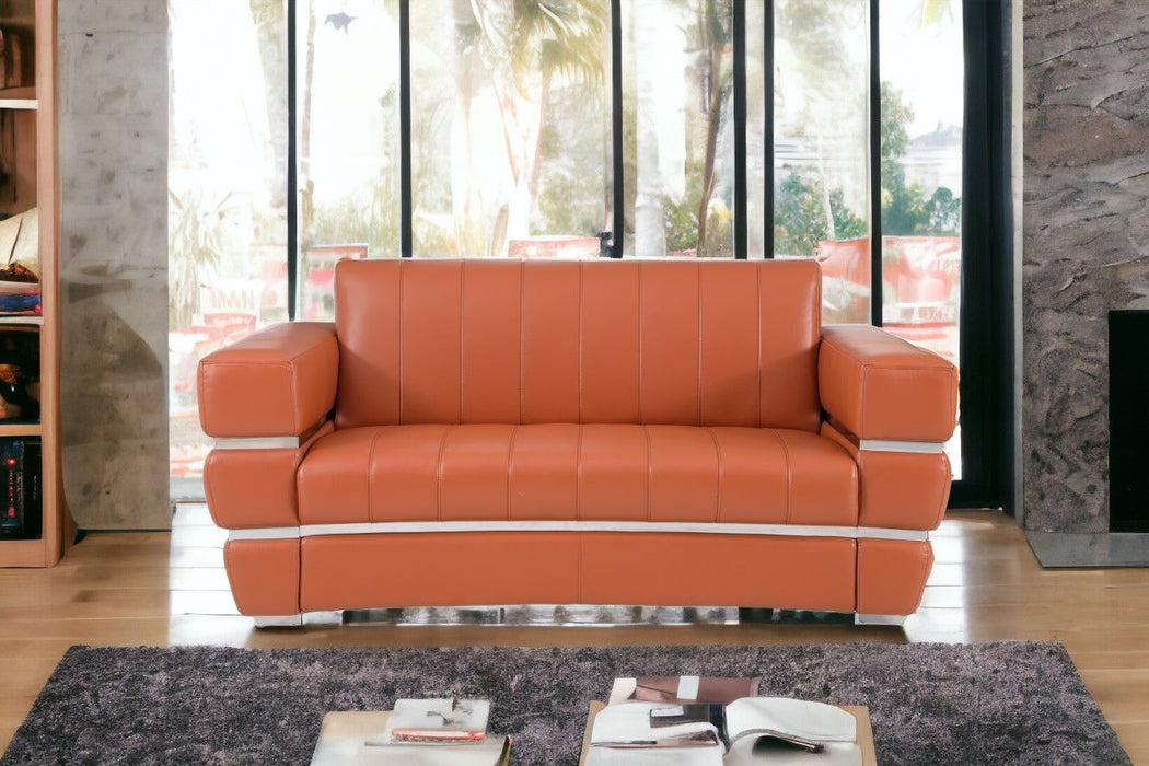 Italian Leather Loveseat - Camel