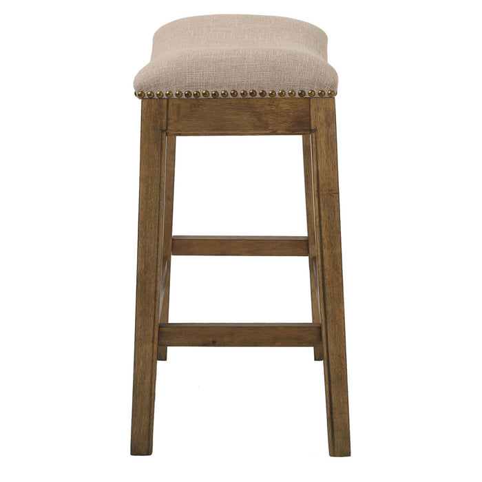 Wood Backless Counter Height Bar Chair - Cream / Brown