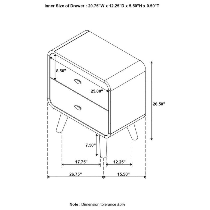 Robyn - 2-Drawer Nightstand - Dark Walnut - Simple Home Plus