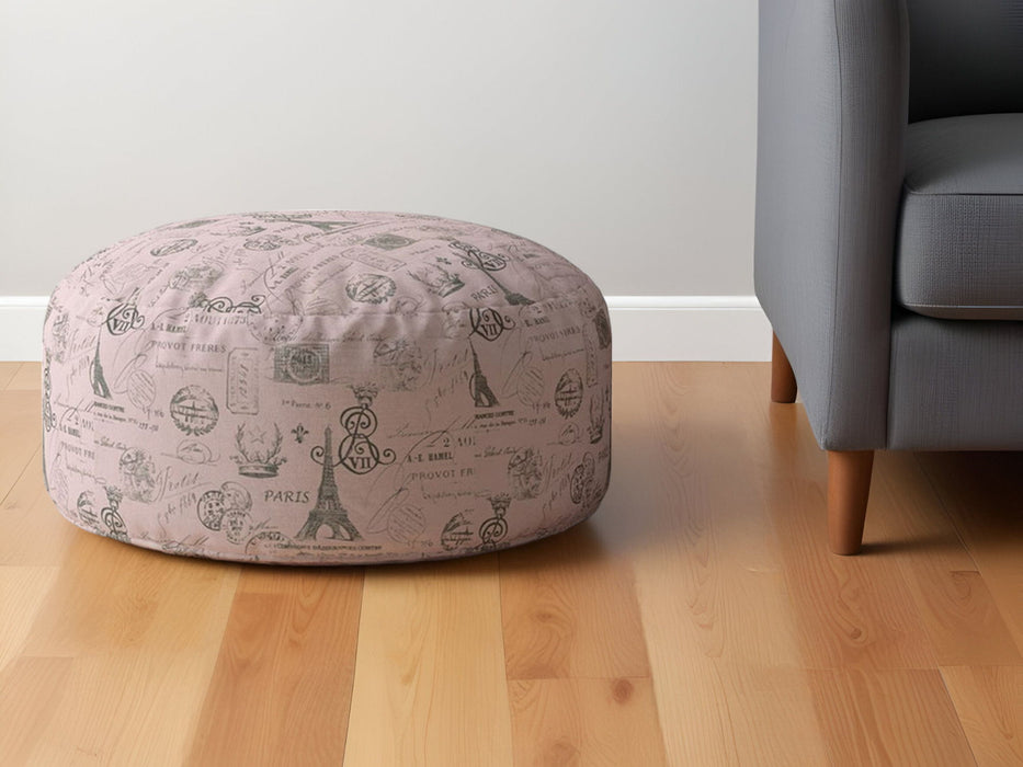 Twill Round Paris Pouf Ottoman - Gray