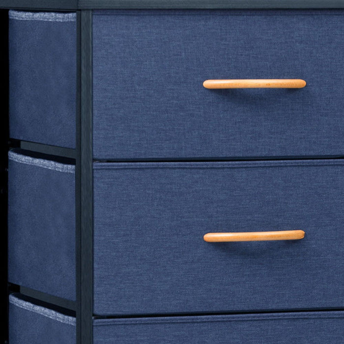 Steel And Fabric Six Drawer Chest - Blue / Black