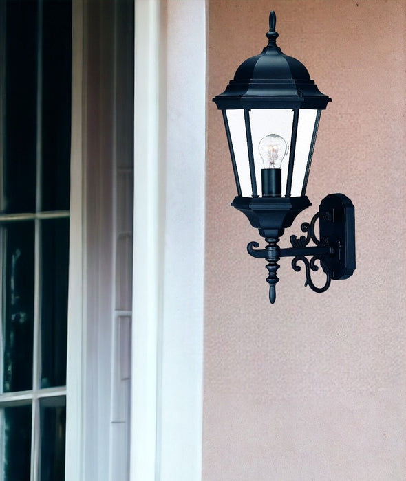 Domed Glass Lantern Wall Light - Matte Black