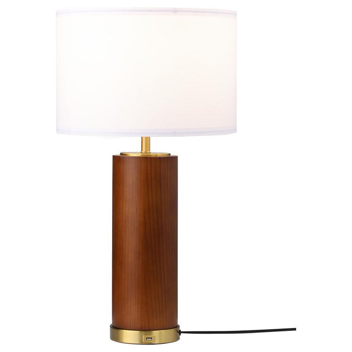 Aziel - Drum Shade Bedside Table Lamp - Cappuccino And Gold - Simple Home Plus