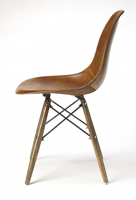 Faux Leather Side Chair - Brown / Copper