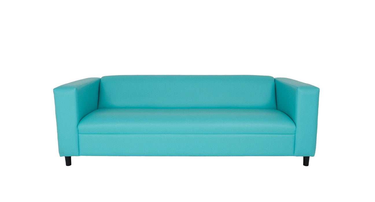 Faux Leather Sofa With Black Legs - Teal Blue