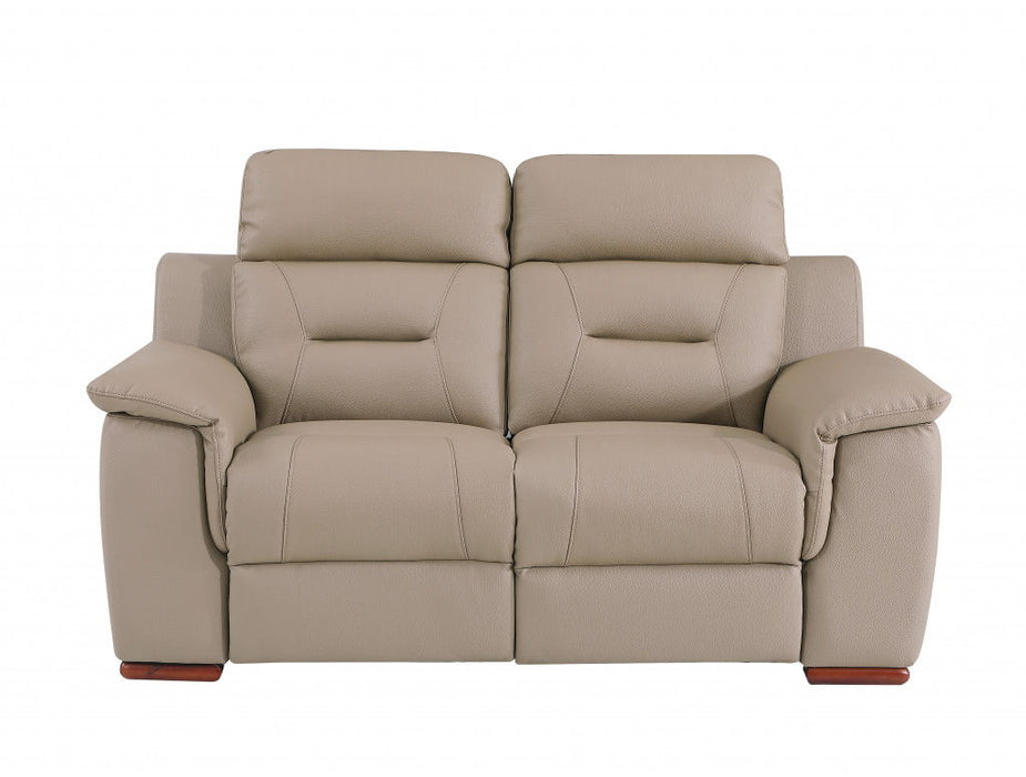 2 Piece Five Person Genuine Leather Indoor Seating Set - Beige