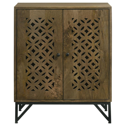 Zaria - 2-Door Wooden Accent Cabinet - Brown - Simple Home Plus